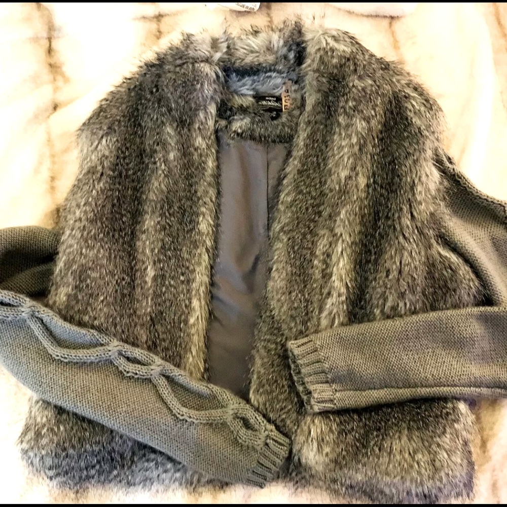 Bebe Addiction Faux Fur Sweater